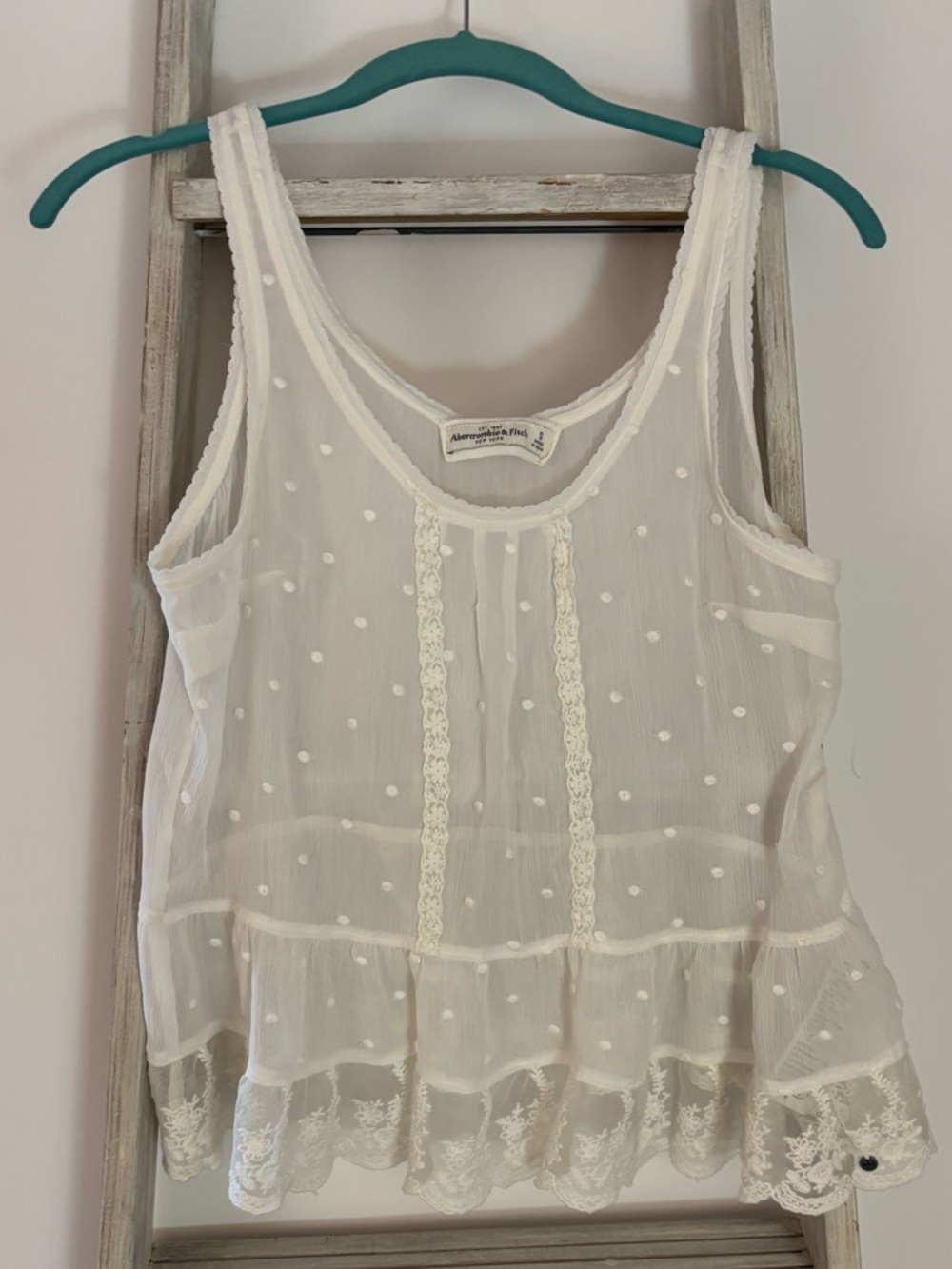 Abercrombie & Fitch Small Lace/sheer tank, fairy, festival boho, coquette, retro